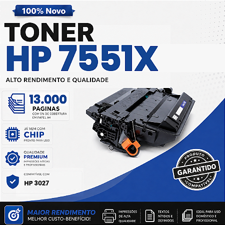 Toner compatível com HP 7551X 13k