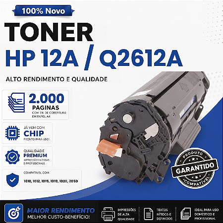 Toner compatível com HP 2612A 1020 1010 1012 1015 1018 3050 2k