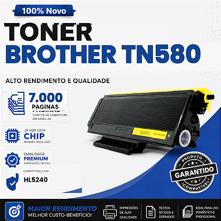 Toner Compatível com Brother TN580 TN650 HL5240 DCP8080 7.000 Páginas