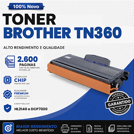Toner Compatível com Brother TN360 HL2140 2.600 Páginas