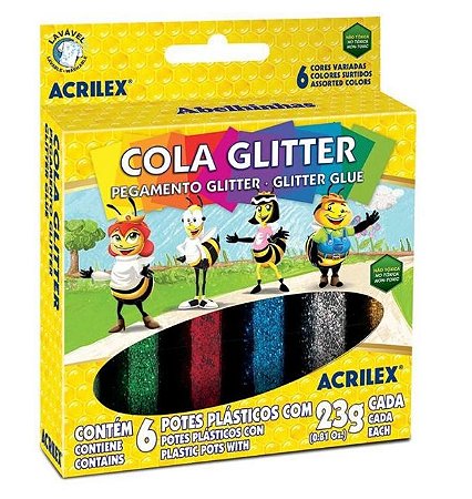 Cola Glitter C/6 Cores 20ml Acrilex