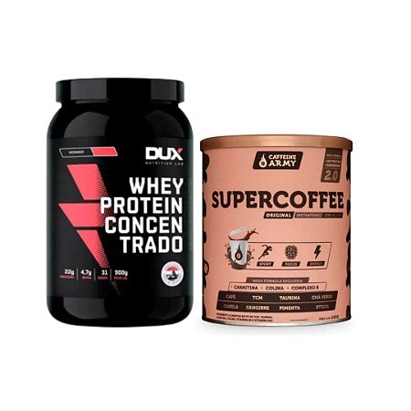 Whey Protein Concentrado 900g Dux + SuperCoffe 220g