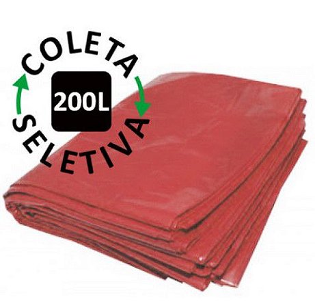 Saco Lixo Seletivo 200litros Vermelho C/100unidades