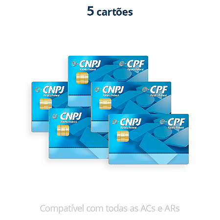 Pacote de mídias: 5 CARTÕES SmartCard (para Certificado Digital A3)