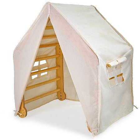 Cabana Algodão Cru para Triângulo Articulado 4 Partes Madeira de Brincar