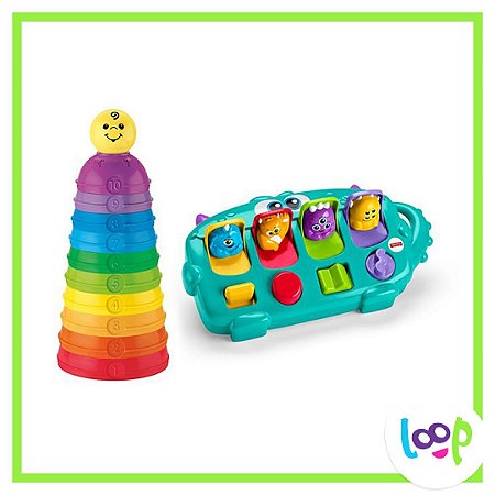 COMBO DIVERTIDO - TORRE DE POTINHOS E MONSTRO SURPRESA - FISHER PRICE