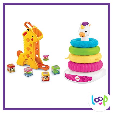 COMBO DIVERTIDO - GIRAFA COM BLOCOS E PIRÂMIDE UNICÓRNIO MÁGICO