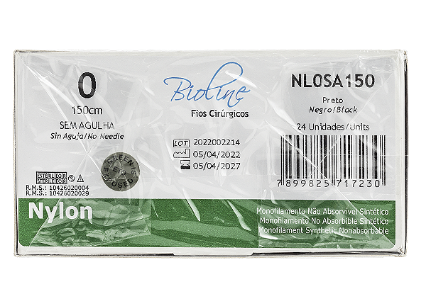 NL0SA150 | Fio Sutura Nylon 0 Sem Agulha 150 cm de comprimento
