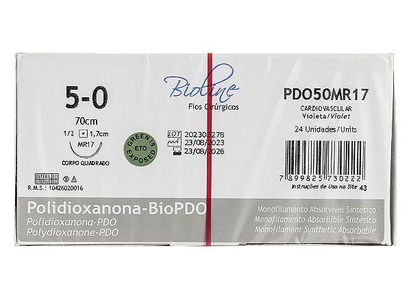 PDO50MR17 | Fio Sutura Polidioxanona 5-0 AG Cilíndrica 1/2 Circ. 17 mm