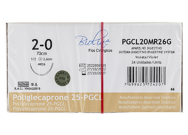 PGCL20MR26G | Fio PGC25 Violeta 2-0 AG Cilíndrica  1/2 Circ. 26 mm