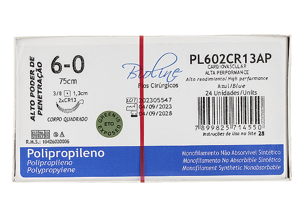 PL602CR13AP | Fio Sutura Polipropileno 6-0 2x AG Circ. Cil. 13 mm - Cardiovascular