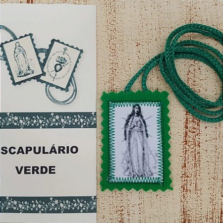 Escapulário Verde de Nossa Senhora - Modelo COM Cordão