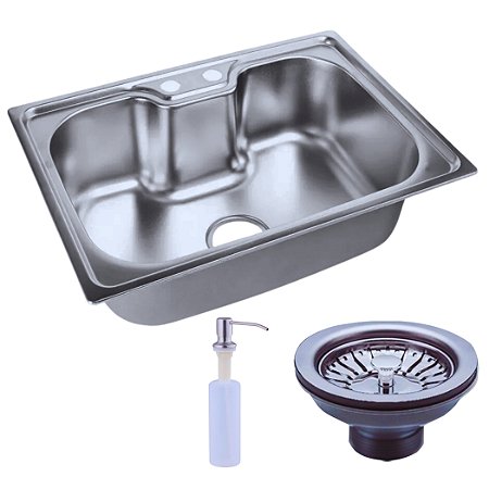 Cuba Inox Gourmet Pia Cozinha + Valvula + Dispenser C/ Acessórios