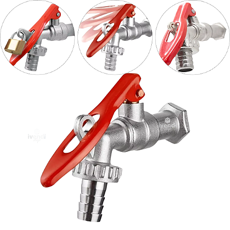 Torneira Esfera Jardim P/ Cadeado Com Bico Em Metal Latão