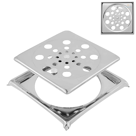 Kit Ralo e Grelha em Aço Inox Quadrado 10x10