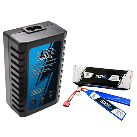KIT Carregador Leão L3 + Bateria LiPo 7.4V 1100mAh (2S)