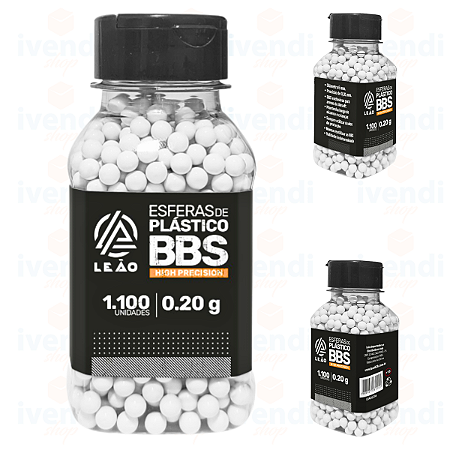 Esfera Airsoft BBs Leao 0.20g 6mm pote com 1100 bolinhas
