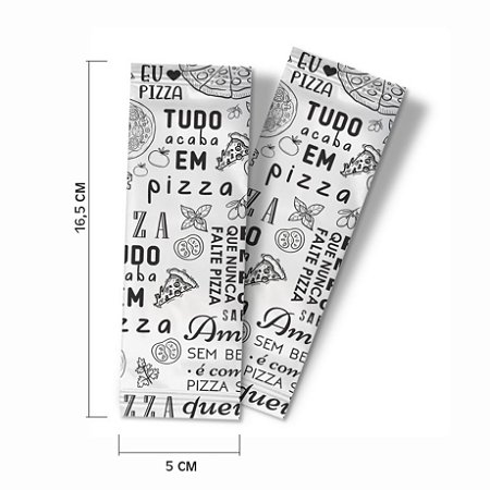 Sache de Guardanapo embalado PIZZA FRASES medida 11x40 c/2.000 sache e 4.000guardanapos