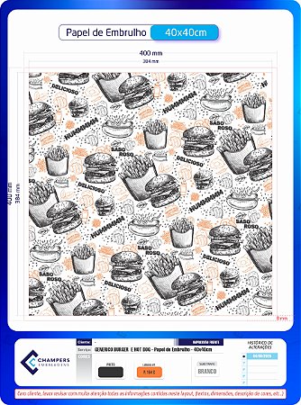 Papel de Embrulho Acoplado 40x40 Estampa Genérica c/1.000un
