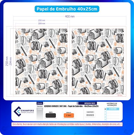 Papel Forração de Cesto 25x20 c/1000 Arte Delicioso