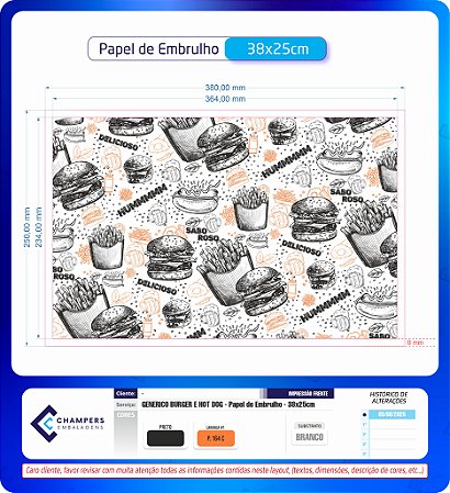 Papel Bandeja 25x38 BURGER c/1000