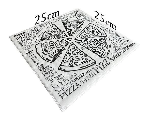 Papel Manteiga para Pizza 25x25 arte FATIAS c/1.000un