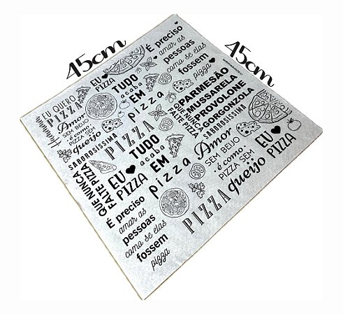 Papel Manteiga para Pizza 45x45 arte pizza frases c/1.000un