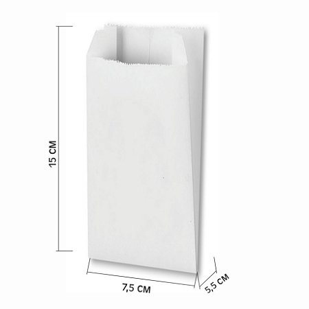 Saquinho de Fritas com barreira de gordura XA2 7,5x5x15 c/500 Branco sem Impressão