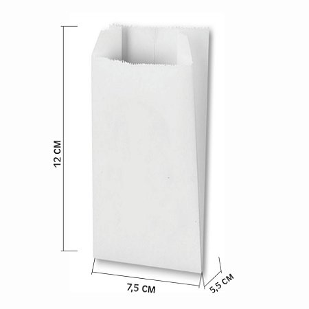 Saquinho de Fritas com barreira de gordura XA1 7,5x5x12 c/500 Branco sem Impressão