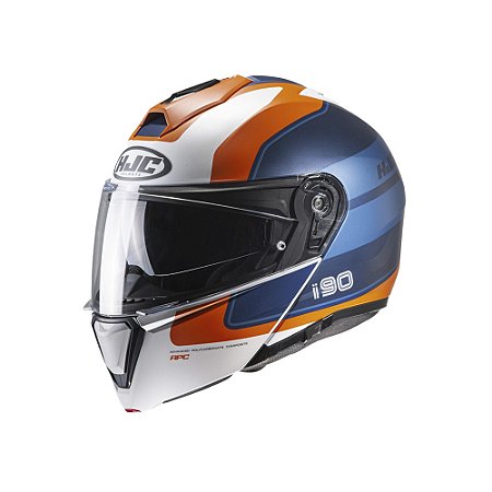 Capacete Hjc I90 Wasco  Azul Laranja E Branco 63