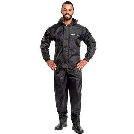 Capa De Chuva Pantaneiro Nylon Capuz Com Abertura Traseira Para Mochila Preto G