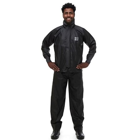 Capa De Chuva Pantaneiro PVC Com Gola Econômico Preto G