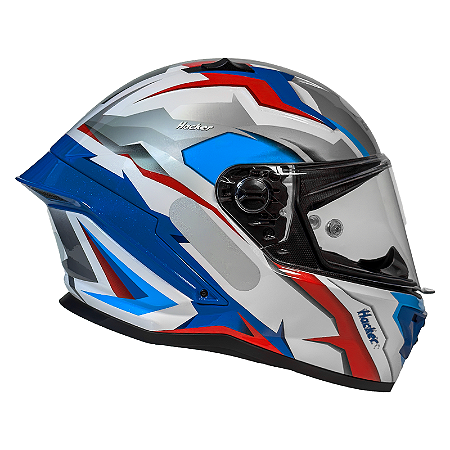 CAPACETE GP TECH PILOT HACKER BRANCO-AZUL 58