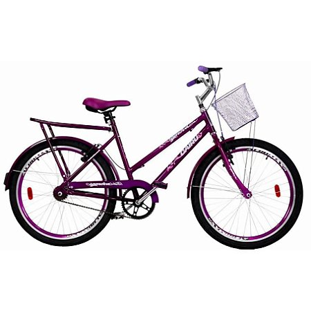 Bicicleta Cairu Aro 26 Genova Com Bagageiro E Cesta Violeta