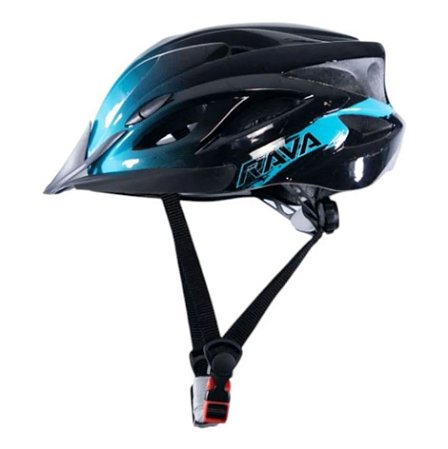 Capacete Para Ciclista MTB JPP Rava Space 3 Brilho Com Viseira Preto E Azul M