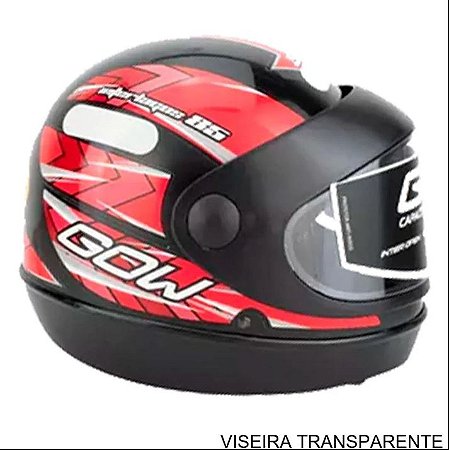 Capacete Gow Interlagos Preto E Vermelho 58