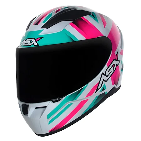 CAPACETE ASX CITY KINGDOM BRILHO BRANCO/ROSA/TIFFANY 60/L