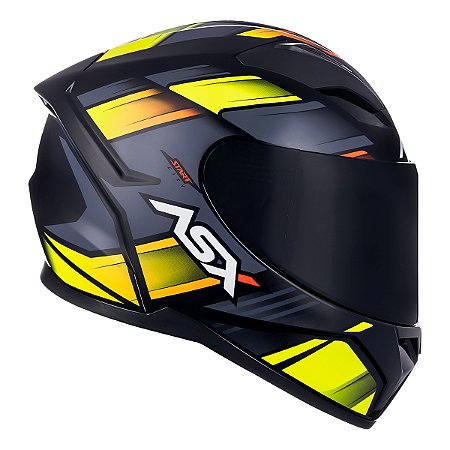 CAPACETE ASX CITY START PRETO BRILHO CINZA/AMARELO 64/XXL