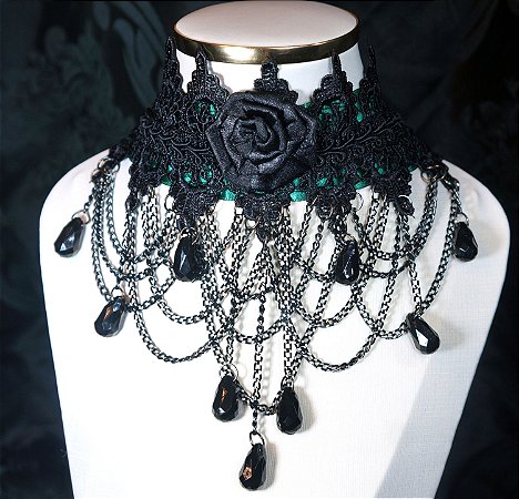 Gargantilha Marduk - preto com verde