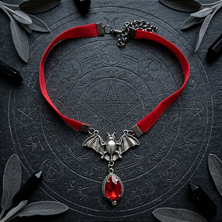 Chocker morcego com gota II - vermelho