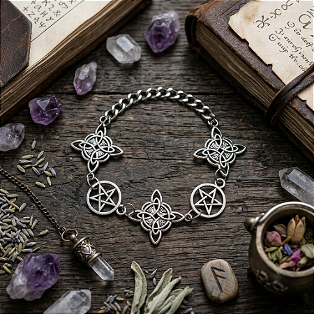 Pulseira Nó de bruxa com pentagrama