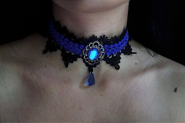 Gargantilha de renda Blue Fairy