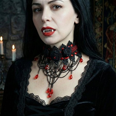 Gargantilha de renda Dracula's garden