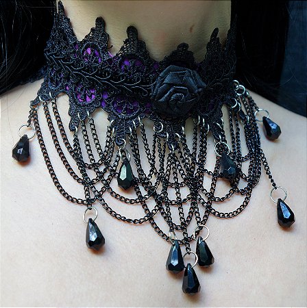 Gargantilha Marduk - preto com roxo