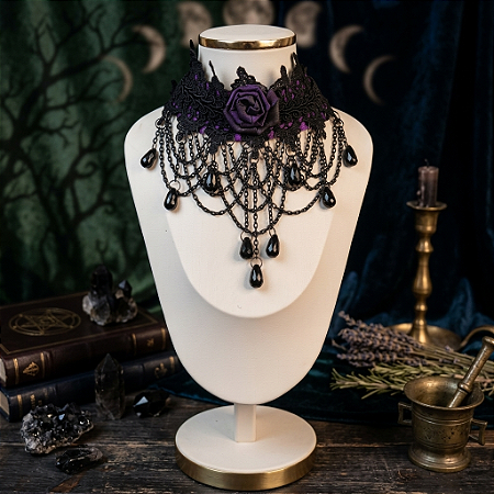 Gargantilha Marduk - preto com roxo