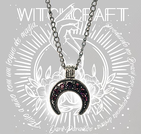 Pingente Meia lua com strass - ametista
