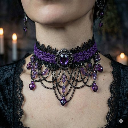 Gargantilha em renda Lore