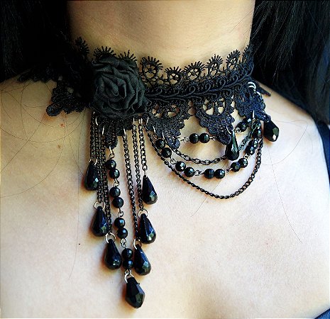 Gargantilha de renda Dark Rouge