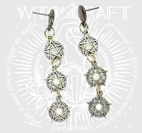 Brinco Pentagrama rustico triplo