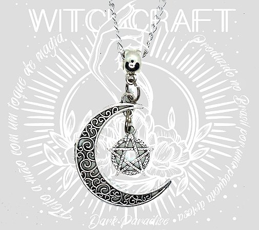 Pingente Meia Lua com pentagrama